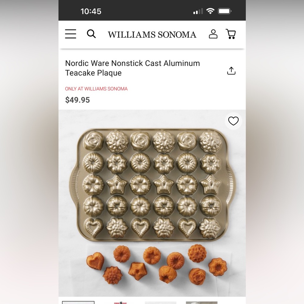 Teacake Bundt pan - Williams and Sonoma